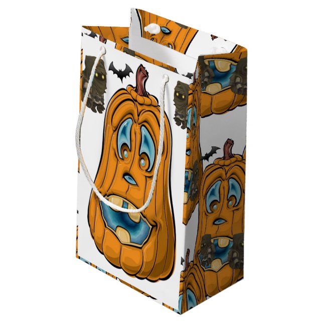 Happy Halloween  Gift Bag, Pumpkin Small Gift Bag (Back Angled)