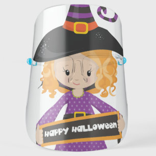 Happy Halloween Ginger Witch Cartoon Face Shield