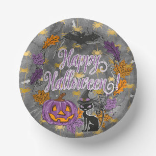 Happy Halloween Glitter and Sparkle Paper Plate Bowls