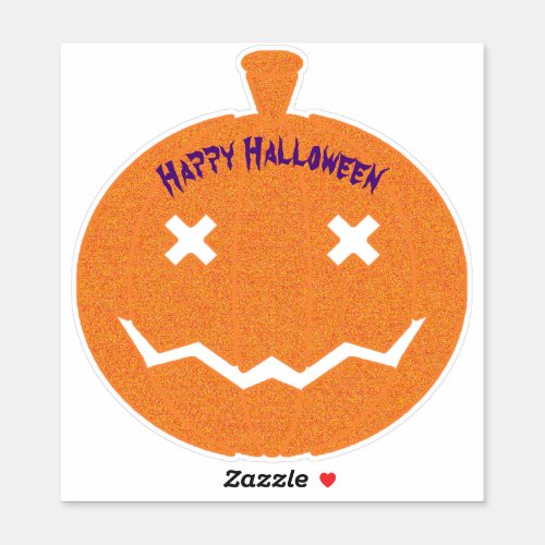 Happy Halloween Glitter Pumpkin Sticker