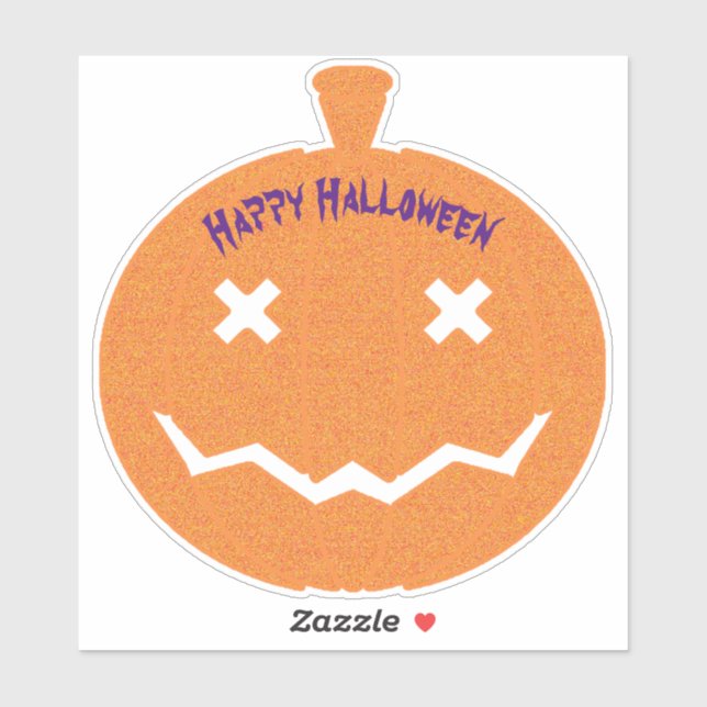 Happy Halloween Glitter Pumpkin Sticker (Sheet)