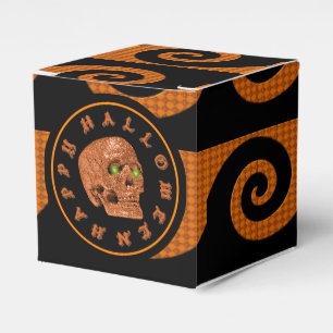 Happy Halloween Glitter Skull Cube Favor Box