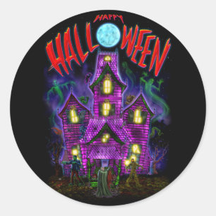 Happy Halloween Glowing Haunted House Sticker