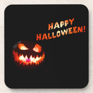 HAPPY HALLOWEEN - Glowing Jack-O-Lantern Beverage Coaster