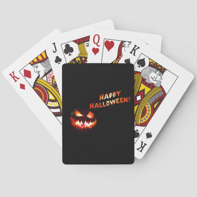 HAPPY HALLOWEEN - Glowing Jack-O-Lantern Poker Cards (Back)