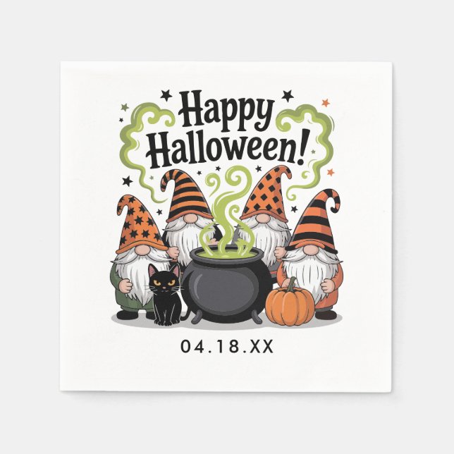 Happy Halloween Gnome | Cute & Festive Halloween  Napkins (Front)