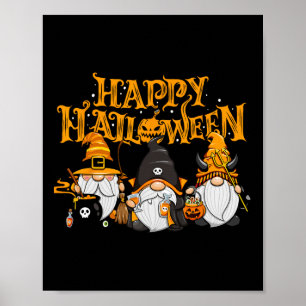 Happy Halloween Gnomes Autumn Pumpkin Fall Holiday Poster