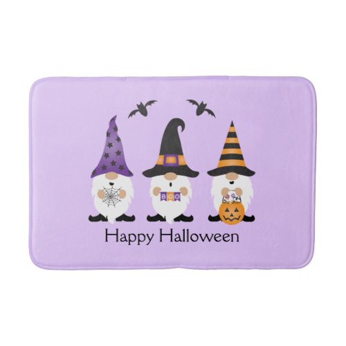 Happy Halloween Gnomes Purple Orange Bath Mat