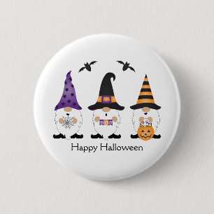 Happy Halloween Gnomes Purple Orange Button