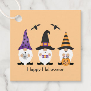 Happy Halloween Gnomes Purple Orange Favor Tags