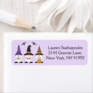 Happy Halloween Gnomes Purple Orange  Label