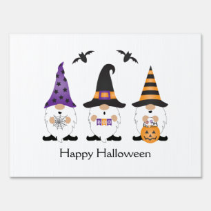 Happy Halloween Gnomes Purple Orange Sign