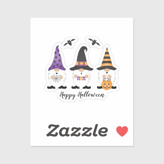Happy Halloween Gnomes Purple Orange Sticker (Sheet)