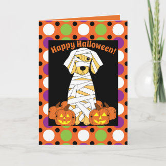 Happy Halloween Golden Retriever Mummy Card