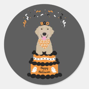 Happy Halloween Golden Retriever Spooky Ghost Boo Classic Round Sticker