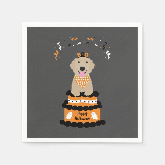 Happy Halloween Golden Retriever Spooky Ghost Boo Napkins (Front)