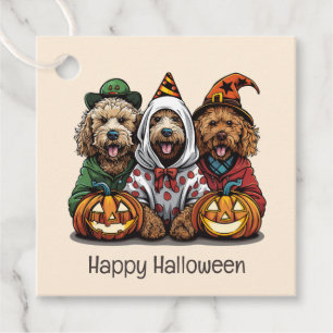 Happy Halloween Goldendoodle Dogs Favor Tags