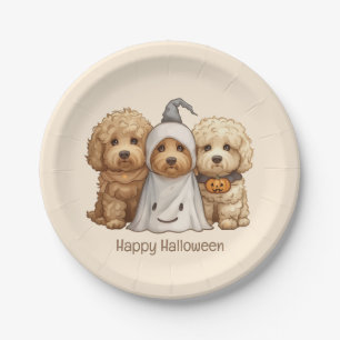 Happy Halloween Goldendoodle Dogs Paper Plates