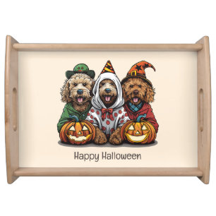 Happy Halloween Goldendoodle Dogs Serving Tray
