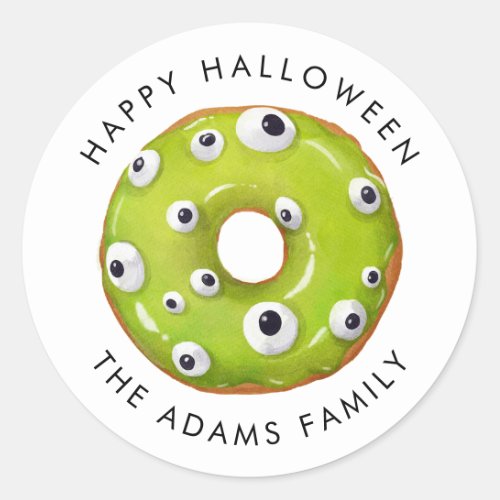 Happy Halloween Gooey Green Donut Classic Round Sticker