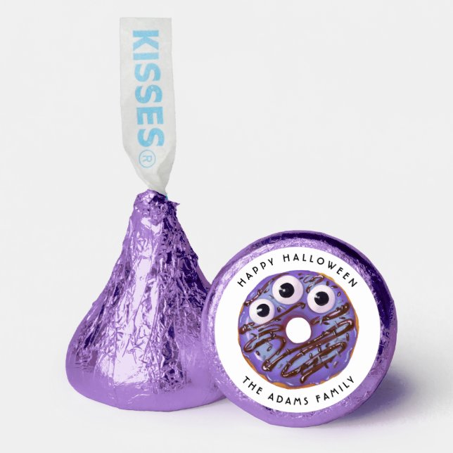 Happy Halloween Googley Eyed Purple Monster Donut Hershey®'s Kisses® (Front)