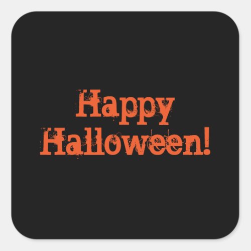 Happy Halloween Gothic Black Orange Typography  Square Sticker