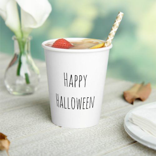 Happy Halloween Gothic Black White Paper Cups