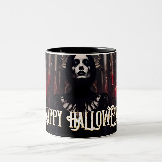 Happy Halloween – Gothic Dark Celebration Two-Tone Coffee Mug (Center)
