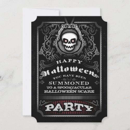 Happy Halloween Gothic Party Invite _ Evil Skull