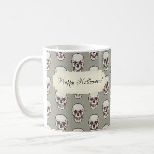 Happy Halloween Gothic Spooky Skull Pattern Coffee Mug