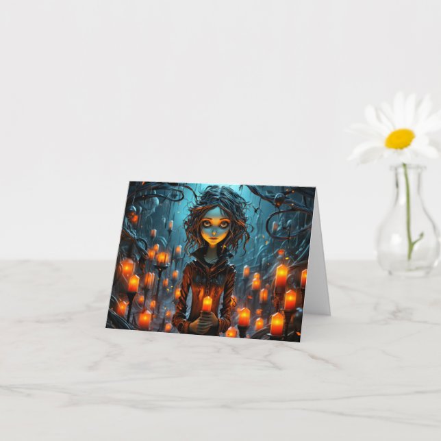 Happy Halloween Gothic Witch Illustration Card (Small Plant)