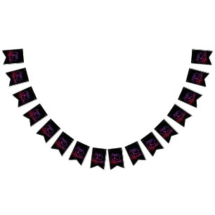 Happy Halloween gradient flying witch cat Bunting Flags