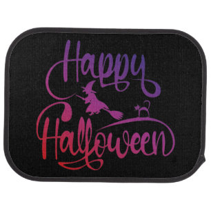 Happy Halloween gradient flying witch cat Car Floor Mat