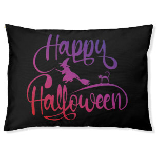 Happy Halloween gradient flying witch cat  Pet Bed