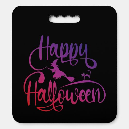 Happy Halloween gradient flying witch cat  Seat Cushion