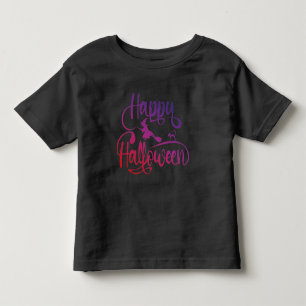 Happy Halloween gradient flying witch cat T-Shirt