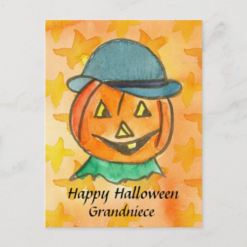 Happy Halloween Grandniece Jack_O_Lantern Custom Postcard