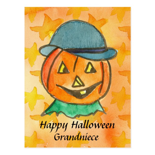 Happy Halloween Grandniece Jack-O-Lantern Custom Postcard
