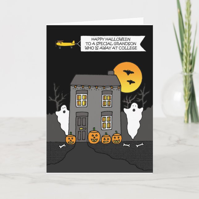 Happy Halloween Grandson Away at College Card (Front)
