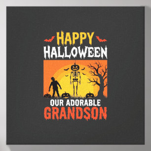 Happy Halloween Grandson Skeleton Pumpkin Canvas Photo Tile