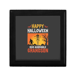 Happy Halloween Grandson Skeleton Pumpkin Gift Box