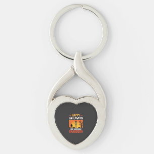 Happy Halloween Grandson Skeleton Pumpkin Keychain