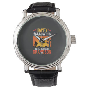 Happy Halloween Grandson Skeleton Pumpkin Watch