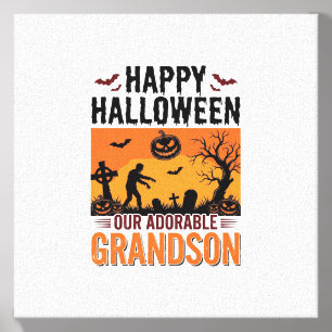 Happy Halloween Grandson Vintage Spooky Shirt Desi Canvas Photo Tile
