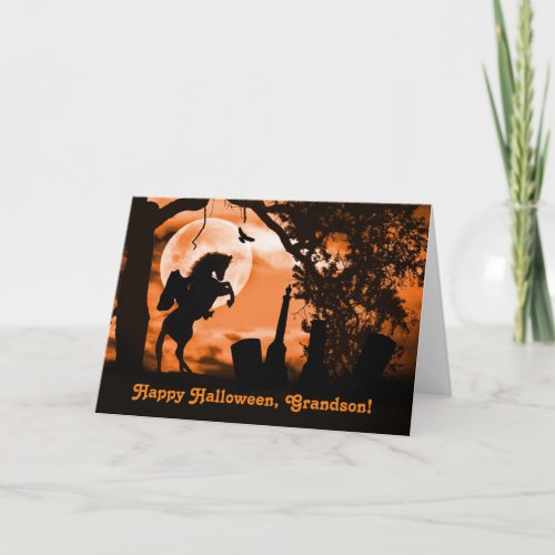 Happy Halloween Grandson with Headless Horseman Card