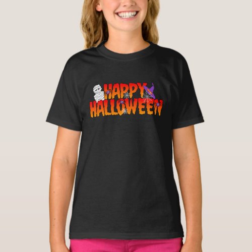 Happy Halloween Graphic Girls T_Shirt