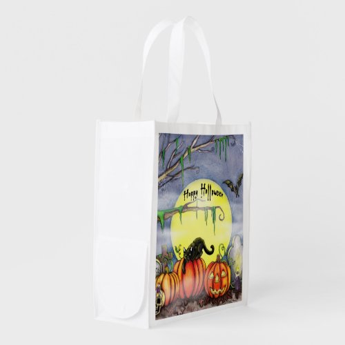 Happy Halloween Graveyard Scene 2 side bag