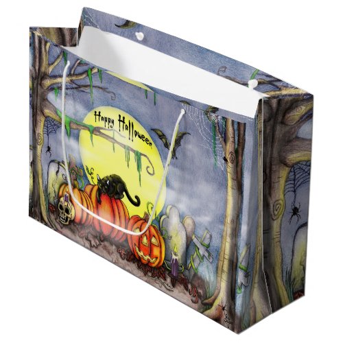 Happy Halloween Graveyard Scene Gift Bag