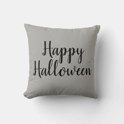 Happy Halloween Gray Throw Pillow