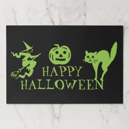 Happy Halloween green black paper placemats